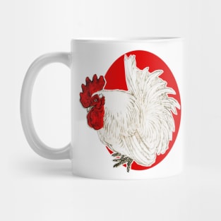 White rooster with red crests Mug